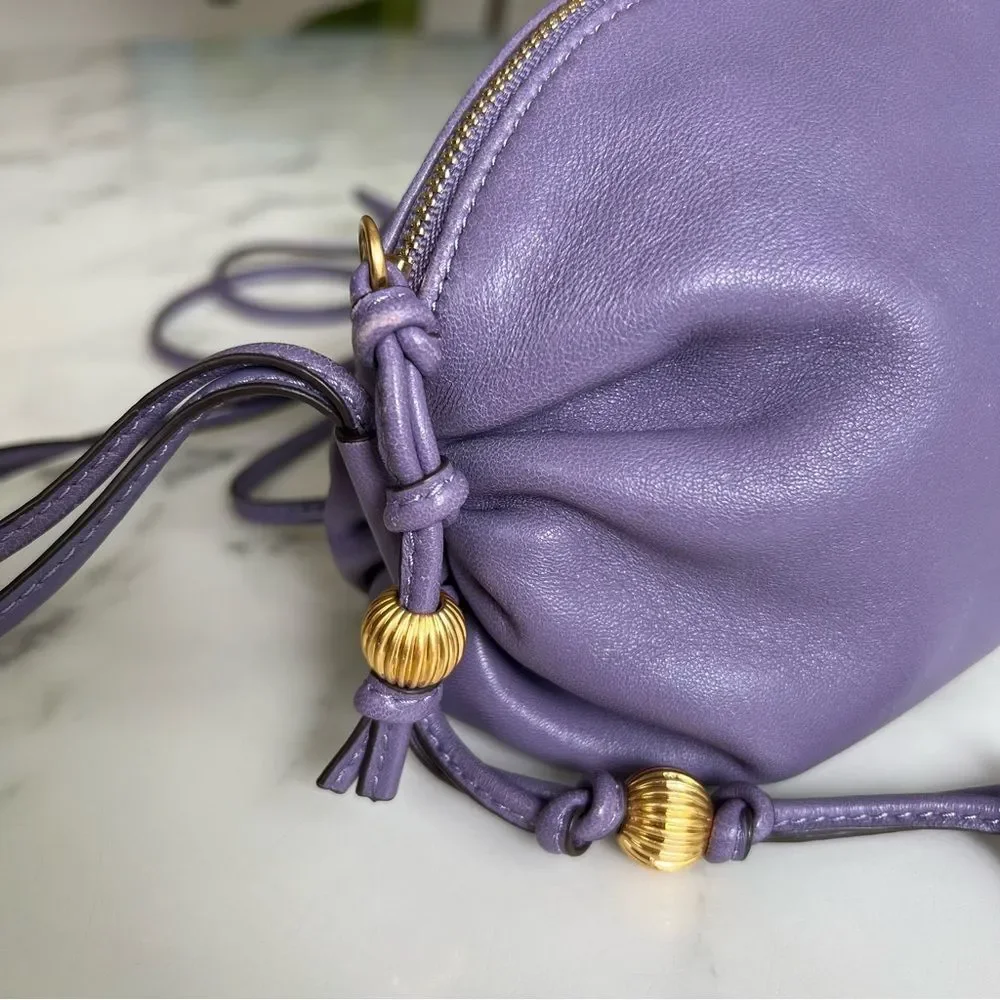 Tory Burch Beaded Strap Soft Mini Crossbody Bag in Purple Cosmos Leather
